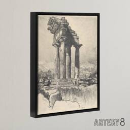 "Artery8 Joseph Pennell The Columns of Castor & Pollux Framed Canvas Art in Grey - Size: W12"" x H16""" - thumbnail 2