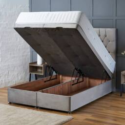 "BSSPOKE Mia Ottoman Divan Bed Plush Velvet 54"" Headboard & No Mattress in Silver - Size: Double" - thumbnail 5