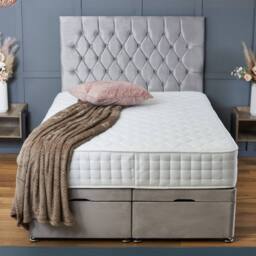 "BSSPOKE Mia Ottoman Divan Bed Plush Velvet 54"" Headboard & No Mattress in Silver - Size: Double" - thumbnail 3