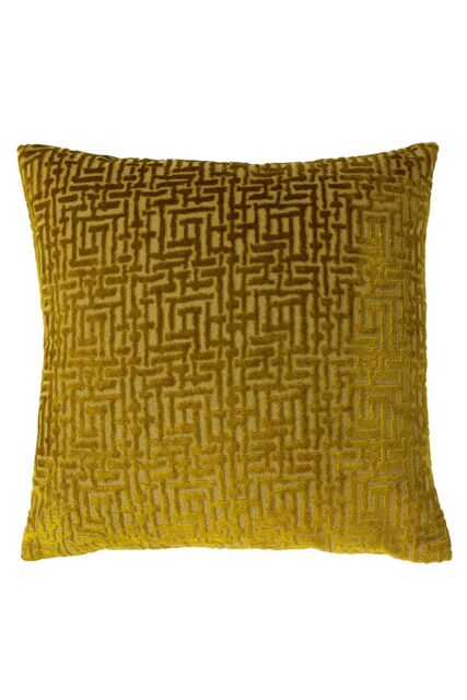 Paoletti Delphi Maze Cut Velvet Cushion in Gold - Size: 45 cm x 45 cm - image 1