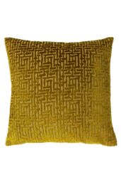 Paoletti Delphi Maze Cut Velvet Cushion in Gold - Size: 45 cm x 45 cm - thumbnail 1