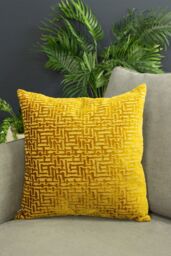 Paoletti Delphi Maze Cut Velvet Cushion in Gold - Size: 45 cm x 45 cm - thumbnail 4