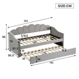 Matteo Upholstered Bed, 3FT Single Bed Bottom With Trundle Bed in Grey - Size: Single Fitted - thumbnail 4