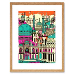 "Artery8 Wall Art Print Brighton Royal Pavilion Palace Vibrant Detailed Artwork Framed 9X7 Inch in Beige - Size: W7"" x H9""" - thumbnail 1