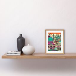 "Artery8 Wall Art Print Brighton Royal Pavilion Palace Vibrant Detailed Artwork Framed 9X7 Inch in Beige - Size: W7"" x H9""" - thumbnail 2