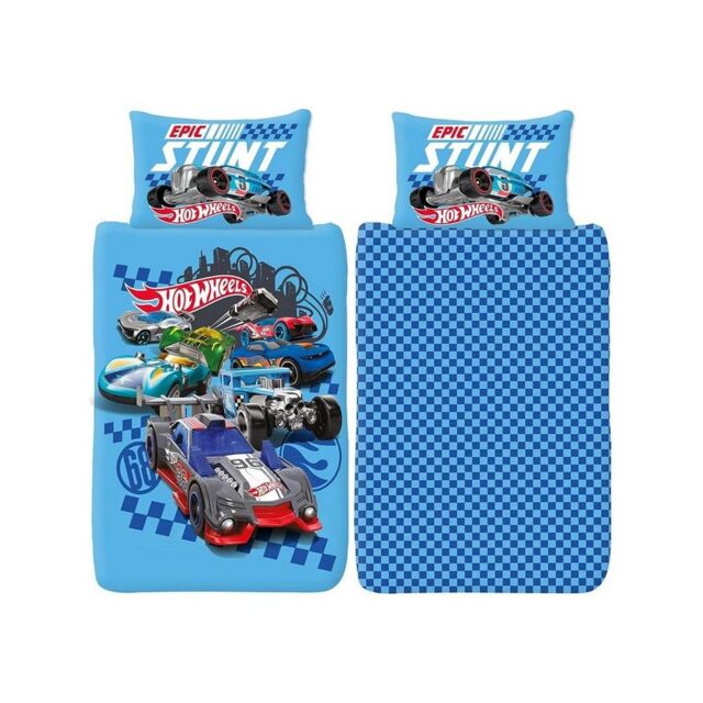 Hot Wheels Epic Stunt Duvet Cover Set in Bright Blue - Size: Single