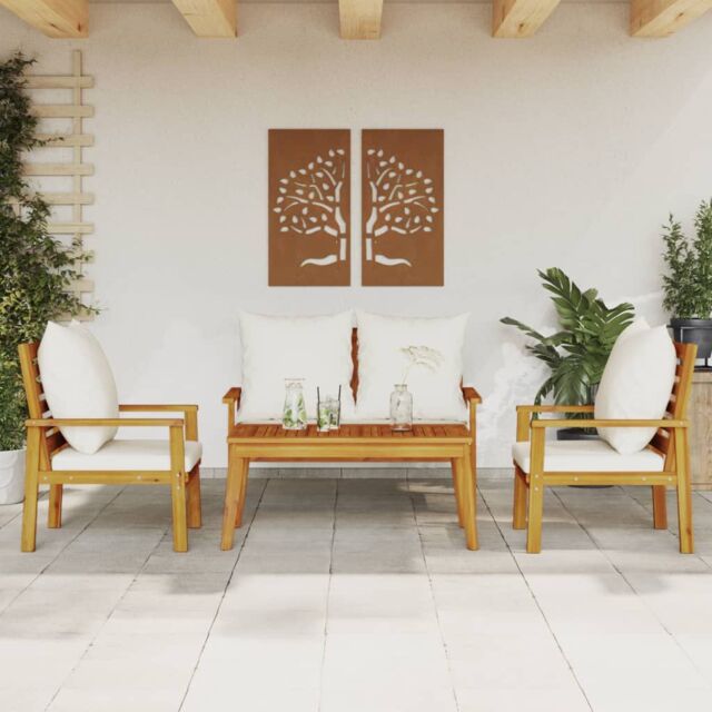 Berkfield Home 4 Piece Garden Lounge Set with Cushions Solid Wood Acacia in Brown - image 1