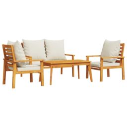 Berkfield Home 4 Piece Garden Lounge Set with Cushions Solid Wood Acacia in Brown - thumbnail 2