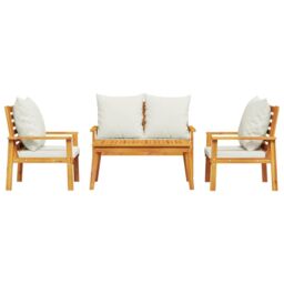 Berkfield Home 4 Piece Garden Lounge Set with Cushions Solid Wood Acacia in Brown - thumbnail 3