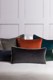 Paoletti Torto Mottled Velvet Contrast Piped Cushion in Charcoal - Size: 50 cm x 50 cm - thumbnail 5