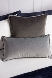 Paoletti Torto Mottled Velvet Contrast Piped Cushion in Charcoal - Size: 50 cm x 50 cm - thumbnail 4