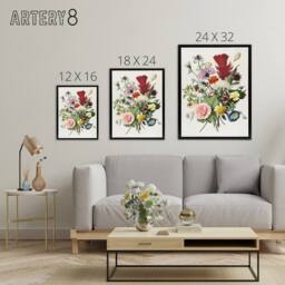 "Artery8 Herman Henstenburgh Colourful Bouquet of Flowers Framed Canvas Art - Size: W12"" x H16""" - thumbnail 4
