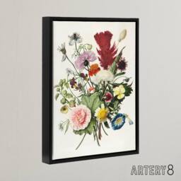 "Artery8 Herman Henstenburgh Colourful Bouquet of Flowers Framed Canvas Art - Size: W12"" x H16""" - thumbnail 2
