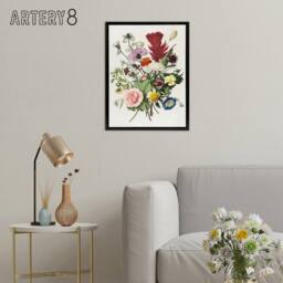"Artery8 Herman Henstenburgh Colourful Bouquet of Flowers Framed Canvas Art - Size: W12"" x H16""" - thumbnail 3