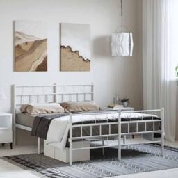 Berkfield Home Metal Bed Frame with Headboard & Footboard White 120x190 cm Sma… - Size: King - thumbnail 2