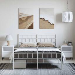 Berkfield Home Metal Bed Frame with Headboard & Footboard White 120x190 cm Sma… - Size: King - thumbnail 4