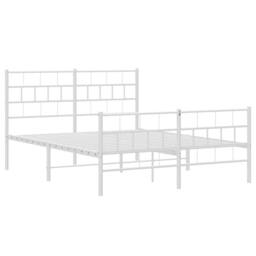 Berkfield Home Metal Bed Frame with Headboard & Footboard White 120x190 cm Sma… - Size: King - thumbnail 5