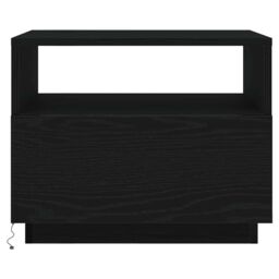Berkfield Home Coffee Table with LED Lights Black Oak 50x49x40 cm - Size: 50 x 49 x 40 cm - thumbnail 6