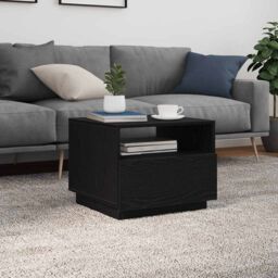 Berkfield Home Coffee Table with LED Lights Black Oak 50x49x40 cm - Size: 50 x 49 x 40 cm - thumbnail 4