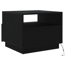 Berkfield Home Coffee Table with LED Lights Black Oak 50x49x40 cm - Size: 50 x 49 x 40 cm - thumbnail 8