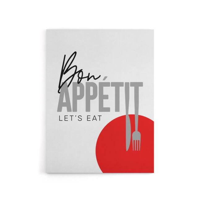 "Artery8 Bon Appetit Kitchen Canvas Wall Art Print in White - Size: W18"" x H24""" - image 1