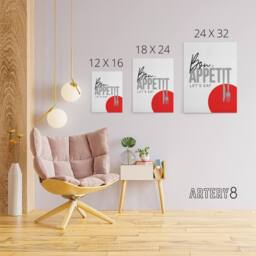 "Artery8 Bon Appetit Kitchen Canvas Wall Art Print in White - Size: W18"" x H24""" - thumbnail 4