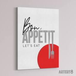 "Artery8 Bon Appetit Kitchen Canvas Wall Art Print in White - Size: W18"" x H24""" - thumbnail 2