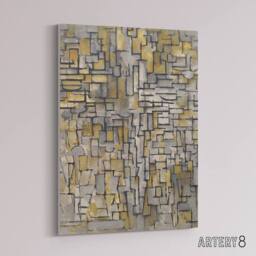 "Artery8 Tableau No 2 Composition No VII Mondrian Canvas Wall Art Print in Grey - Size: W12"" x H16""" - thumbnail 2