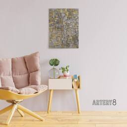 "Artery8 Tableau No 2 Composition No VII Mondrian Canvas Wall Art Print in Grey - Size: W12"" x H16""" - thumbnail 3
