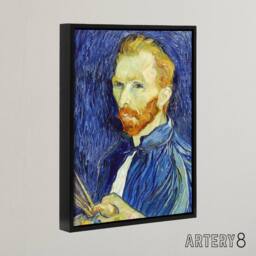 "Artery8 Self Portrait With Palette Van Gogh Black Framed Canvas Wall Art in Blue - Size: W12"" x H16""" - thumbnail 2