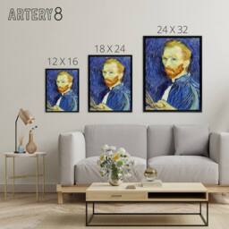 "Artery8 Self Portrait With Palette Van Gogh Black Framed Canvas Wall Art in Blue - Size: W12"" x H16""" - thumbnail 4