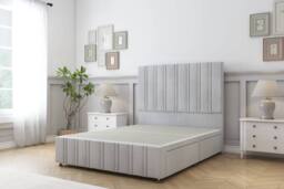 "Comfort Beds Lorenzo Naples Divan Base 2 Drawers - 54"" Headboard-Footboard in Silver - Size: Single" - thumbnail 2