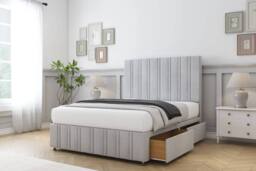 "Comfort Beds Lorenzo Naples Divan Base 2 Drawers - 54"" Headboard-Footboard in Silver - Size: Single" - thumbnail 1