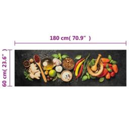 Berkfield Home Kitchen Rug Washable Spices 60x180 cm Velvet in Black - thumbnail 5