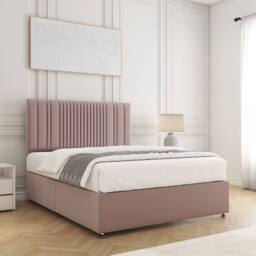 "BSSPOKE Florence Divan Bed Plush Velvet 24""Headboard & No Mattress No Drawers in Pink - Size: Single" - thumbnail 3