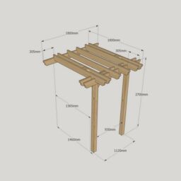 Rutland County Garden Furniture Ltd Wall Mounted Double Garden Pergola, Wood, L180 x W180 x H270cm, Brown - thumbnail 3
