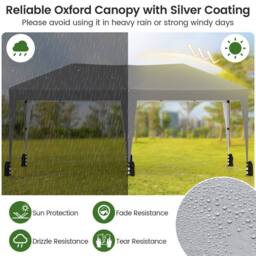 Costway 590x300 CM Pop up Canopy Tent Foldable Patio Shelter w/ Wheeled Bag in Grey - thumbnail 4
