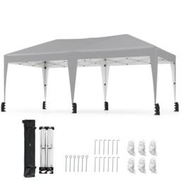 Costway 590x300 CM Pop up Canopy Tent Foldable Patio Shelter w/ Wheeled Bag in Grey - thumbnail 2