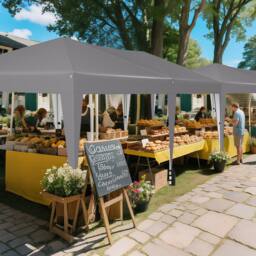 Costway 590x300 CM Pop up Canopy Tent Foldable Patio Shelter w/ Wheeled Bag in Grey - thumbnail 5