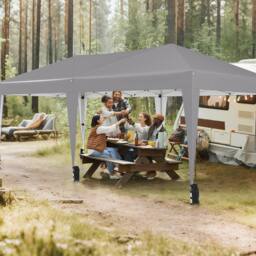 Costway 590x300 CM Pop up Canopy Tent Foldable Patio Shelter w/ Wheeled Bag in Grey - thumbnail 6