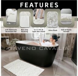 GAVENO CAVAILIA 2 Piece Zero Twist Bath Mat Set in Cream - thumbnail 3