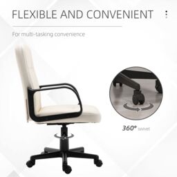 HOMCOM Swivel Executive Chair PU Leather Computer Desk Chair Office Furniture in Cream - thumbnail 6