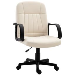 HOMCOM Swivel Executive Chair PU Leather Computer Desk Chair Office Furniture in Cream - thumbnail 2