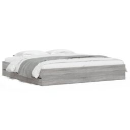 Berkfield Home Bed Frame with Drawers without Mattress Grey Sonoma 200x200 cm - thumbnail 2