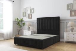 "Comfort Beds The Foxy Plush Divan Set No Drawers-26"" Headboard-Footboard in Black - Size: Small Double" - thumbnail 3