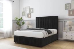 "Comfort Beds The Foxy Plush Divan Set No Drawers-26"" Headboard-Footboard in Black - Size: Small Double" - thumbnail 2