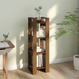 Berkfield Home Book Cabinet/Room Divider Honey Brown 41x35x125 cm Solid Wood - Size: 41 x 35 x 125 cm - thumbnail 6
