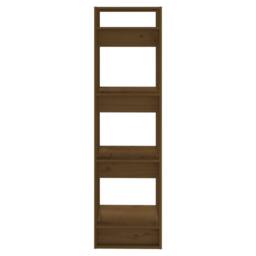 Berkfield Home Book Cabinet/Room Divider Honey Brown 41x35x125 cm Solid Wood - Size: 41 x 35 x 125 cm - thumbnail 4