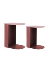 PRESENT TIME Leitmotiv Side Table Set Riqueza Oval - Burgundy Red - thumbnail 3