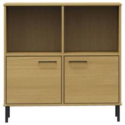 Berkfield Home Beautiful Bookcase with Metal Legs Brown 90x35x90.5 cm Solid Wood OSLO in Light Brown - thumbnail 4